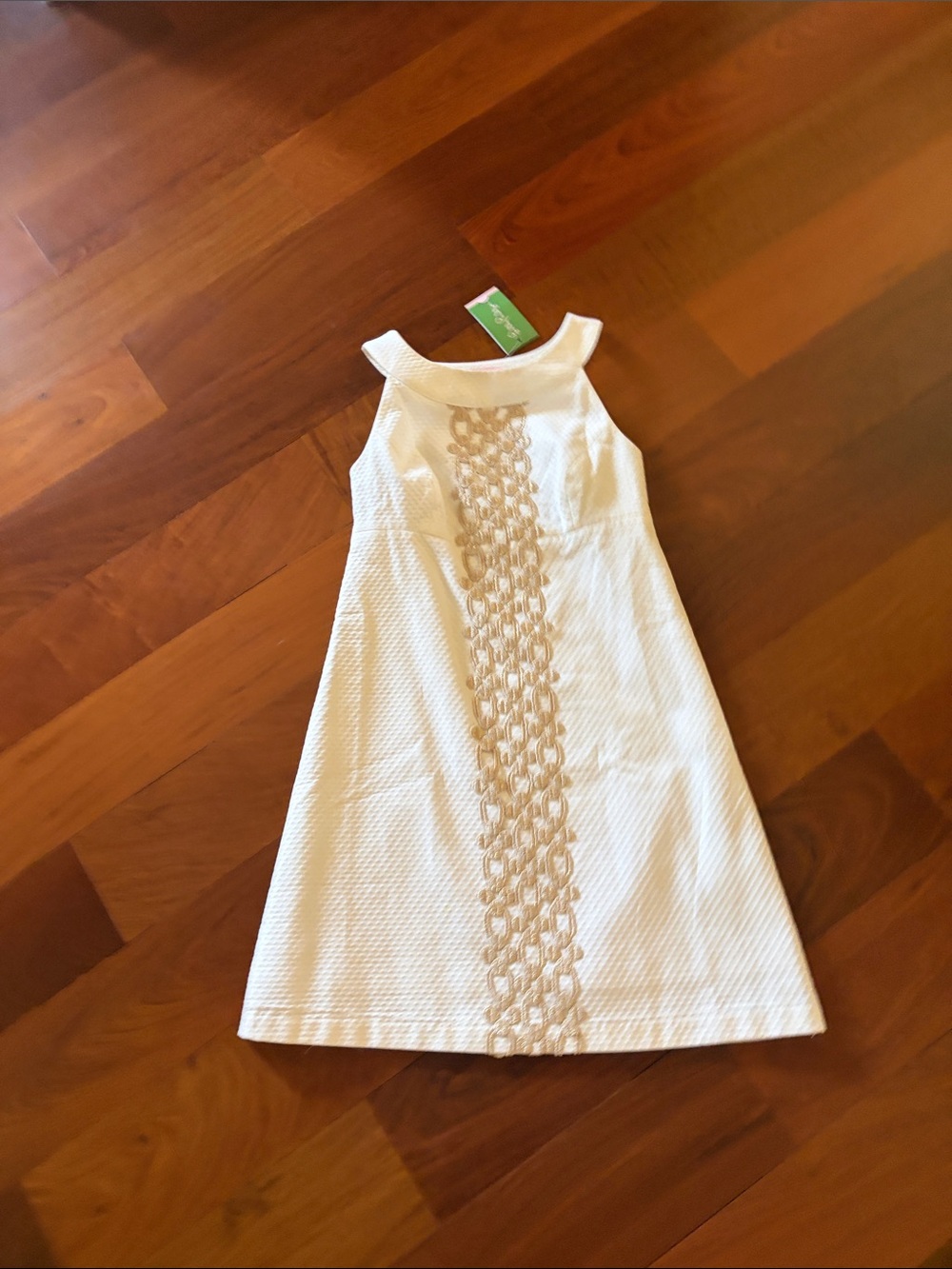Lilly Pulitzer White Sleeveless A-Line Dress with Lace Panel